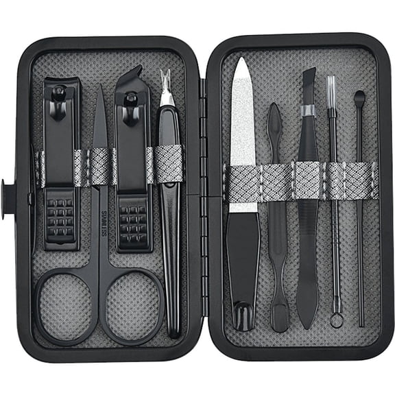 Hzzsbu Manicure Set 9pcs Nail Clippers Set Professional Nail Clippers Kit Pedicure Care Tools-Stainless Steel Grooming Tools for Travel