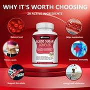 Blood Sugar Complex with Cinnamon, Chromium & Mulberry - 20 Active Ingredients, 940mg, 60 Capsules - Supports Healthy Blood Sugar Levels (Normal Range)