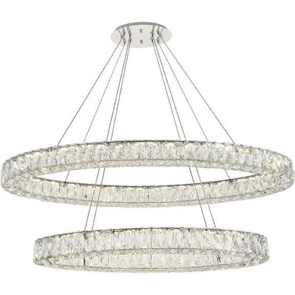 Maklaine 2 Tier 48" Royal Cut LED Chandelier in Chrome