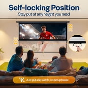 SPECSTAR 100 inch Manual Pull Down Projector Screen, 16:9 HD Retractable Projector Screens with Auto Locking for Movie Home Theater Cinema Office Video Game, Black(87W x 49H Inch Display Area)