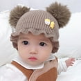 thumbnail image 5 of Kids Hat Khaki Fashion Baby Pompoms Duck Ruffle Rim Knitting Hat Cap Ear Warm Beanie Headwear, 5 of 5