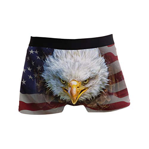 ZZKKO American Flag Hawk Mens Boxer Briefs Underwear Breathable Stretch Boxer Trunk with Pouch S-XL 
