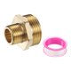 thumbnail image 1 of Conector de rosca de latón Uxcell, adaptador de reducción macho BSP de 1/2" x 1" para conversión de sistema de refrigeración de agua de gas, 1 of 7