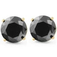 thumbnail image 1 of 2 Ct TW Boucles d'Oreilles pour Femmes en Or Jaune 14k avec Diamants Noirs Taille Ronde, 1 of 4