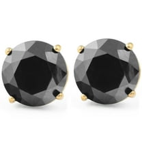 Pompeii3 2Ct Black Diamond Studs 14k Yellow Gold Earrings (Black,I2-I3)