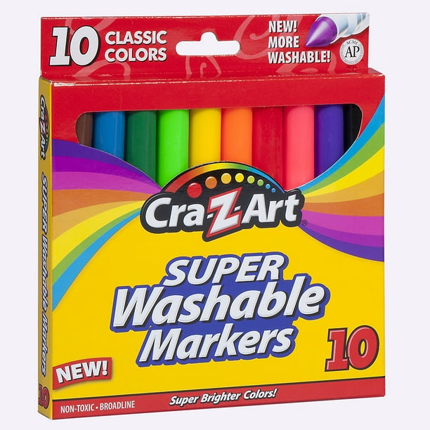 Cra-Z-Art Classic Multicolor Broad Line Washable Markers, 10 Count