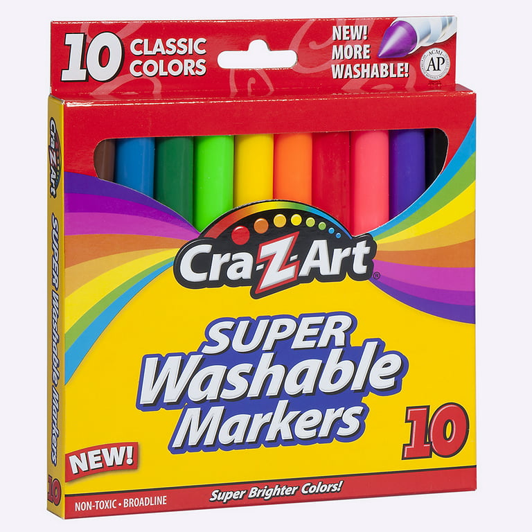 Cra-Z-Art Classic Multicolor Broad Line Washable Markers, 10 Count, Back to  School Supplies 