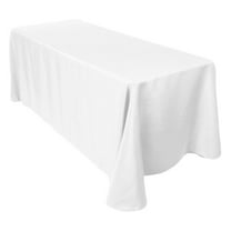 White Polyester Tablecloths 2 Pack - 90x132 Inch Rectangle Table Covers - Stain & Wrinkle Resistant - Washable for Wedding, Banquet, Party, Dining Table