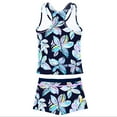 thumbnail image 2 of PROALLO Girls Bathing Suits Two-Piece Swimsuit with Boyshorts Vest-Style Tankini(12-13T Color Flower), 2 of 5