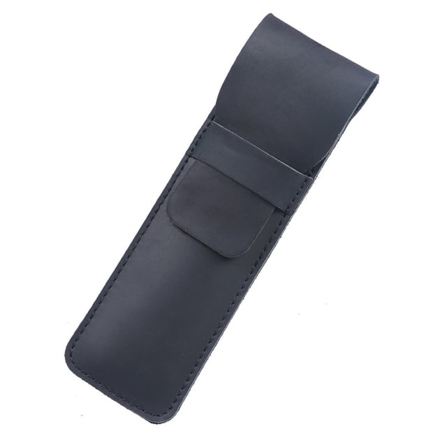 Inteprter Estuche de cuero Vintage para lápices, pluma estilográfica, soporte de papelería, cubierta protectora, bolígrafo, oficina, suministros Carpetas de archivos Negro
