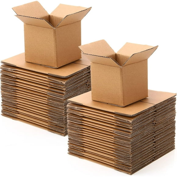50 Packs 4 x 4 x 4 Shipping Boxes Small Cardboard Boxes Kraft Corrugated for Small Business, Mailing Packing Moving Storing