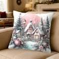 thumbnail image 6 of Christmas Decorative Pillow Cover, Cute Winter Snowman Snow House Hugging Pillow case, Realistic Pink Sofa Cushion Case Christmas New Year Couch Decor, 6 of 6