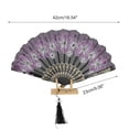 thumbnail image 2 of Unique Bargains 1 Pc Rose Lace with Tassel Folding Fan for Masquerade Violet Silk Fabric, 2 of 5