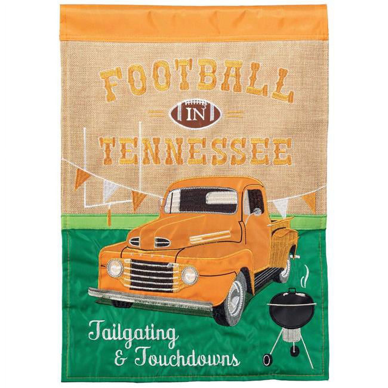 Magnolia Gardens M011618 13 x 18 in. Football In Tennessee Orange & White Burlap Garden Flag