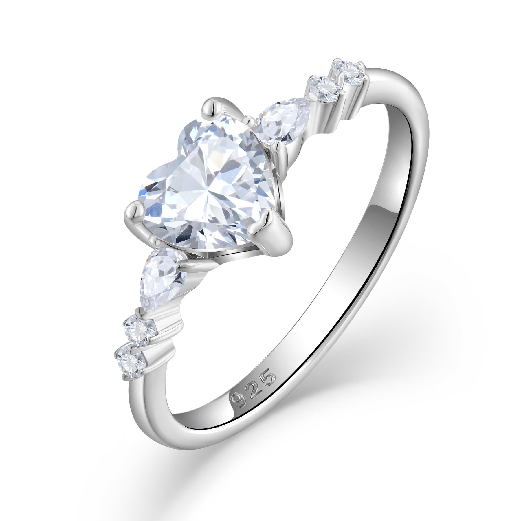 Starchenie Heart Promise Rings for Her 925 Sterling Silver Engagement Wedding Anniversary Band Ring for Women Jewelry Gift Size 7