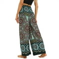 thumbnail image 3 of Womens Wide Leg Pants Elastic High Waisted Vintage Floral Boho Print Casual Loose Flowy Tie Knot Trousers With Pockets,Green 1,Free Size, 3 of 5