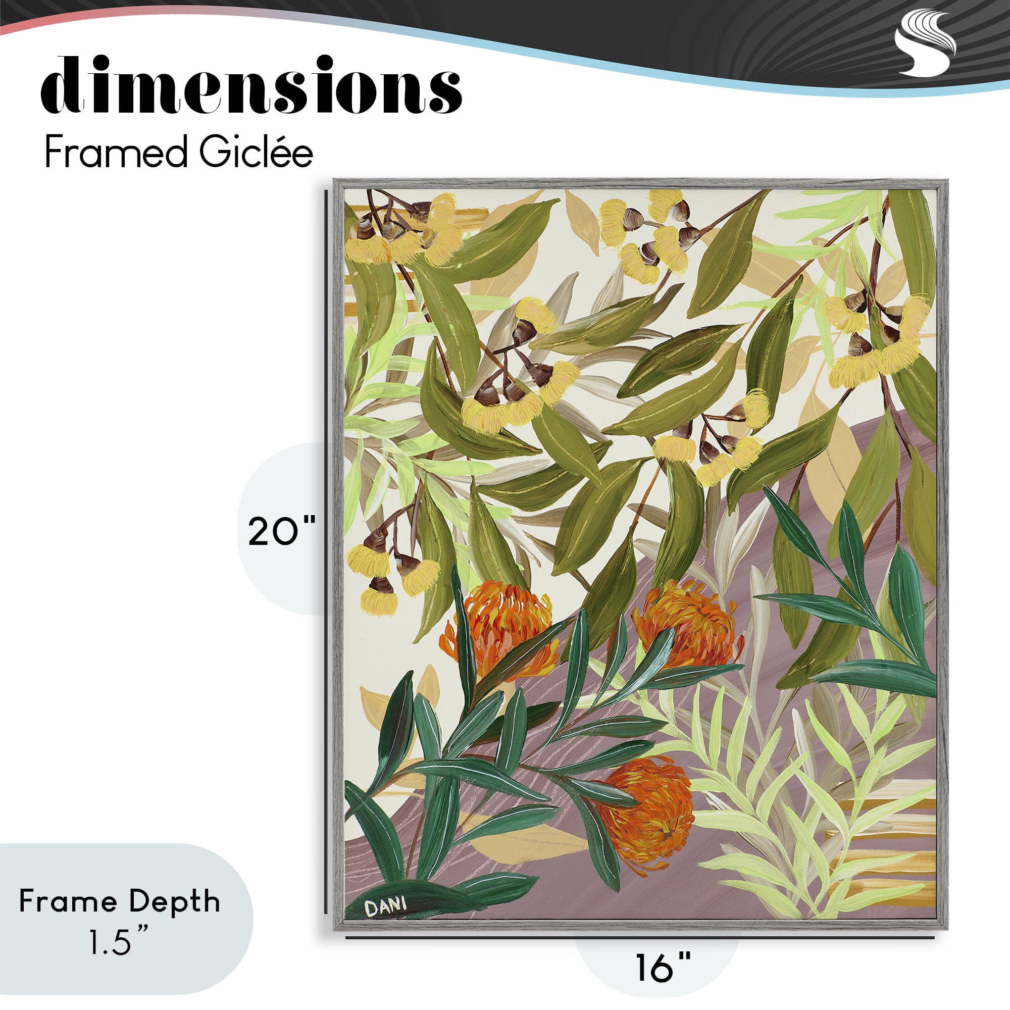 Stupell Industries Walk With Me Florals Gray Framed Giclee Art, design by Dani Heyward