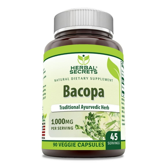 Herbal Secrets Bacopa Powder 1000 Mg Per Serving 90 Capsules Supplement