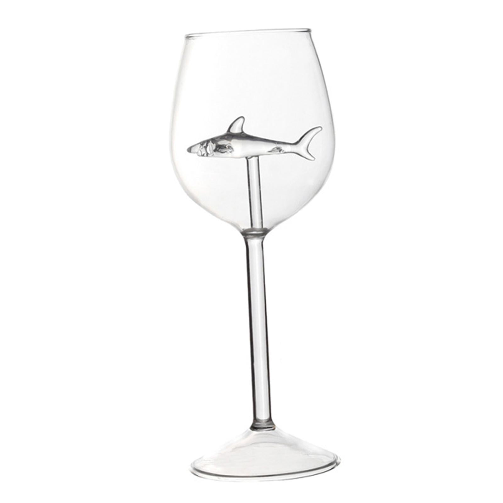 300ml Shark Wine Glasses with Shark , Clear Red Wine Glass Goblet for Wedding Bars Anniversary