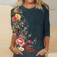 thumbnail image 2 of YUGYXL Plus Size 3/4 Sleeve Shirts for Women Cute Flower Graphic Tees Tops Casual Tunics Crew Neck Blouses Lounge Tops Loose Fit Tshirts Multicolor XXXXXL, 2 of 5