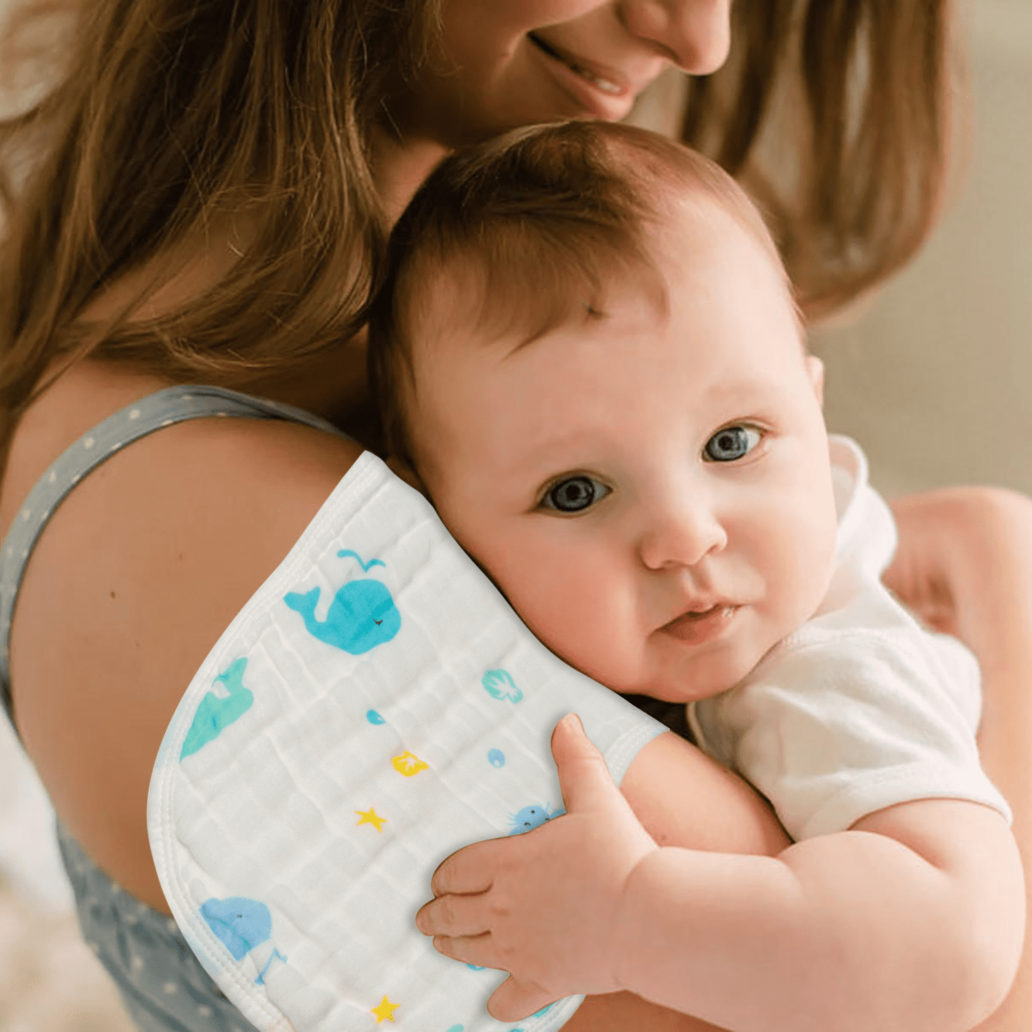 5PCS Cotton Gauze Baby Burp Towel Set Muslin Burp Cloths Baby Boys Towel Essentials for Newborns