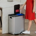 thumbnail image 4 of 16 Gallon Stainless Steel Dual Compartment Combo Step Pedal Trash Can and Recycle Bin Silver, 4 of 7