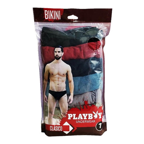 Bikini Playboy para Hombre, Multicolor Liso 1 Paquete con 7 Piezas Talla G