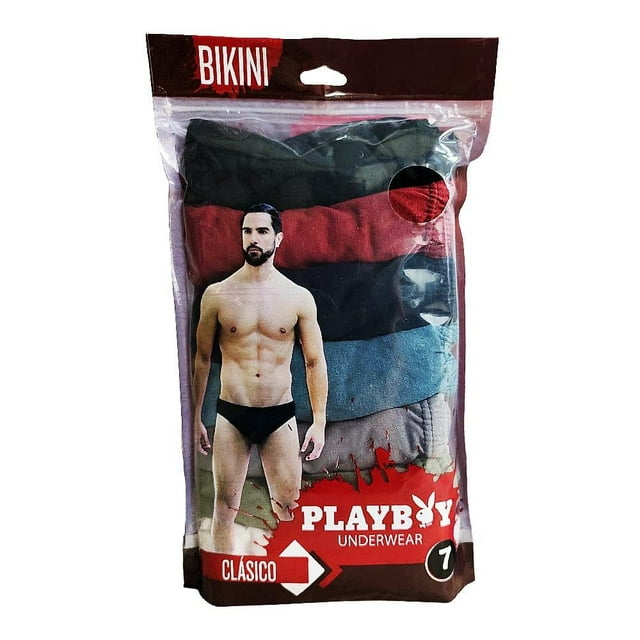Bikini Playboy para Hombre, Multicolor Liso 1 Paquete con 7 Piezas Talla G