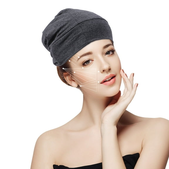 AURARMLET Grey Cotton Headband Bonnet Cap Lightweight Breathable Night Sleeping Hat