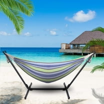 Zimtown Double Hammock with 9 ft Stand Space Saving Carrying Case (Yellow Stripe)