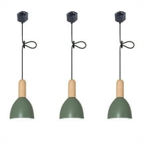 JLOWCO Modern Adjustable Height H Track Pendant Lighting for Kitchen Island 3 Pack Light Fixture Dining Roomhanging lights Kitchen Island Green Farmhouse (LED Bulb Include)