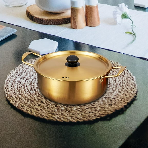 CUTICATE Instant Noodles Pot Korean Noodle Pot Cookware Stainless Steel Ramen Cooking Pot Korea Ramen Pot for Picnic Stew Soup Camping 22cm