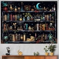 thumbnail image 4 of Magic Bookshelf Tapestry Magical Witchy Potion Dark Hippie Haloween Tapestries Wall Hanging Gothic Skull Black Cat Library Book Tapestry for Bedroom Living Room Dorm 90 x 60 inch, 4 of 7
