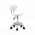 thumbnail image 3 of MINKUROW Adjustable Rolling Salon Round Swivel Stool Massage Tattoo Spa Chair w/ Backrest White, 3 of 5