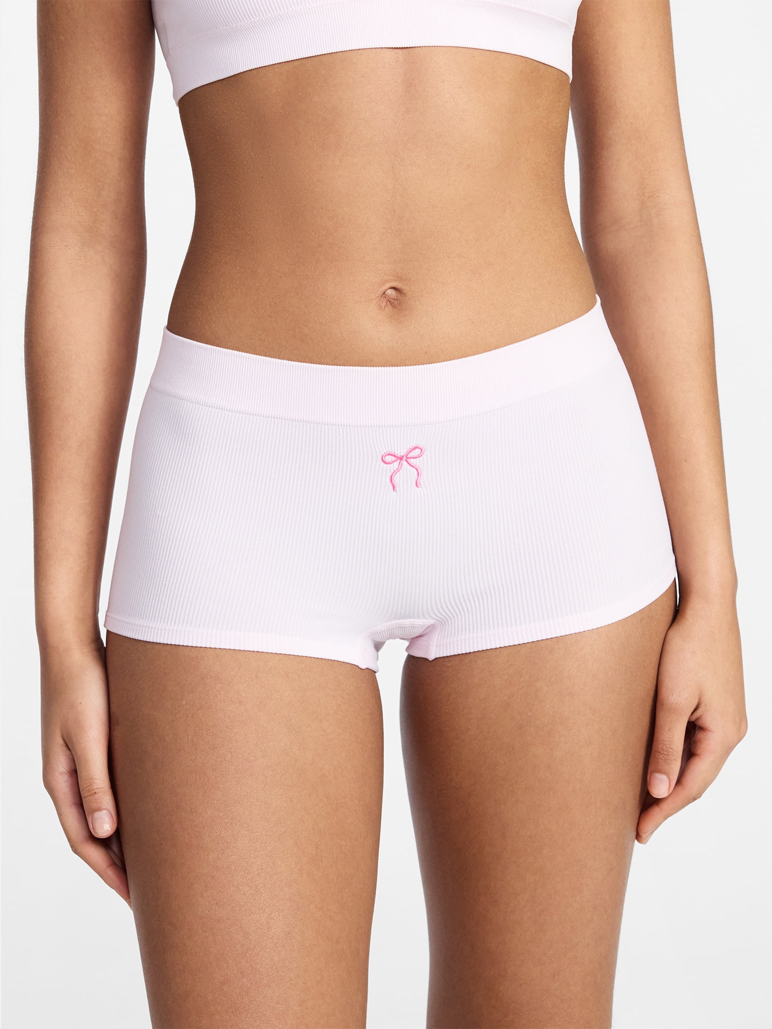 No Boundaries Seamless Ribbed Boyshort Panties, 3-Pack, Women's, Sizes XS-XXXL