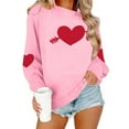 thumbnail image 5 of Itsame Women Long Sleeve Heart T-Shirts Valentine's Sweatshirt Loose Crew Neck Tops Pink Size M, 5 of 10