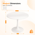 thumbnail image 4 of Tcbosik Round Dining Table with Metal Pedestal Base, 39.4" Modern Tulip Table for 4 Person, Bistro Table for Kitchen, Living Room, White, 4 of 8