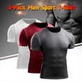 thumbnail image 3 of Graflsoa Men's Quick-Dry Performance T-Shirt Set - Stretch Fit, Breathable, Moisture-Wicking - Grey, Red, White - Size M (3-Pack), 3 of 7