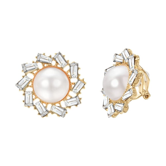 Vogem rose gold Clip pearls on earrings pearls for Women Clip On Earrings Non Pierced Hypoallergenic Jewelry