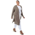thumbnail image 2 of Wright's Women's Plus Size Long Sleeve Open Front Pocket Jersey Duster Cardigan, 1X-5X, 2 of 7