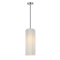 Aspen Creative 61091-1, Adjustable One-Light Hanging Mini Pendant Ceiling Light, Transitional Design in Satin Nickel Finish, Off White Shade, 6 1/2" wide