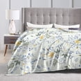 thumbnail image 3 of Blue Yellow Flower Floral Blanket, Soft Blankets Flannel Bed Throw Cozy Lightweight Plush Gifts for Women Girls Sofa Couch Bedroom Living Rooms Warm All Season, Home Decor, 80"x60", 3 of 6