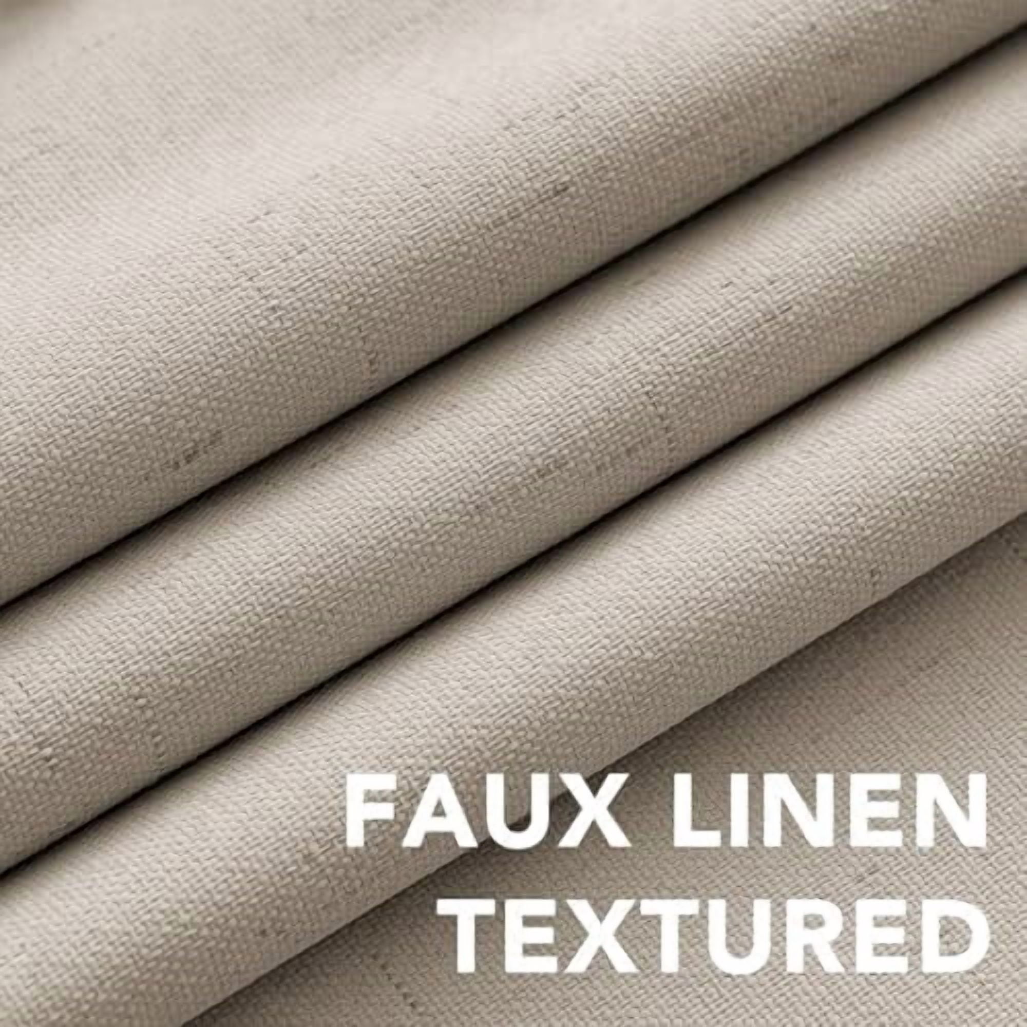 Linen Curtains 100% Blackout Curtains for Bedroom 90 inch Long Full Light Blocking Nature Linen Blended Window Curtains for Living Room Nickel Grommet (2 Panels, Cobblestone)