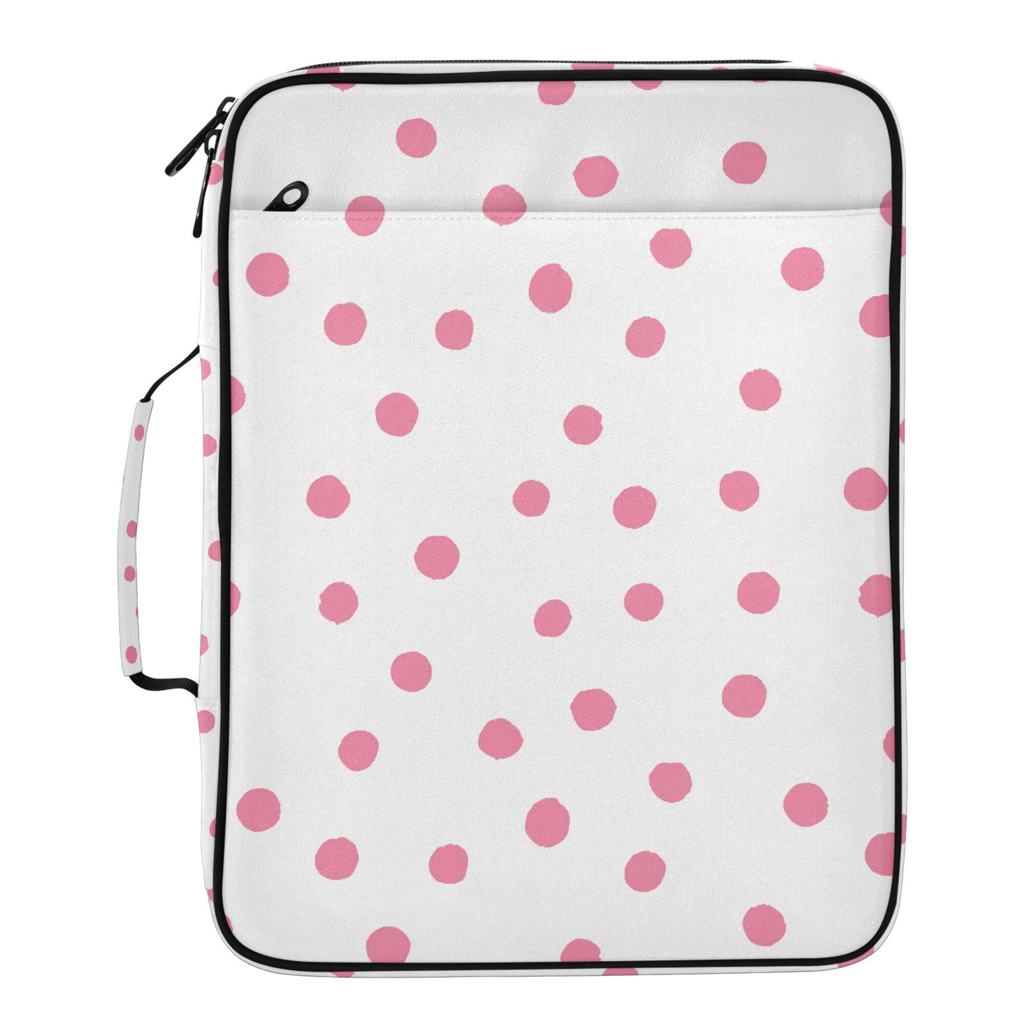 FORMRS Accordion File Folder A4 Size 7-Pocket Expanding Document Organizer Bag with 3 Ring Binder, Pink Polka Dots