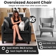 thumbnail image 3 of Accent Chair with Ottoman, Legahome 40"Wide Oversized Chenille Upholstered Lounge Chair, Comfy Reading Armchair with 3 Pillows, Barrel Chair Reading Chair for Living Room Bedroom, Black, 3 of 8