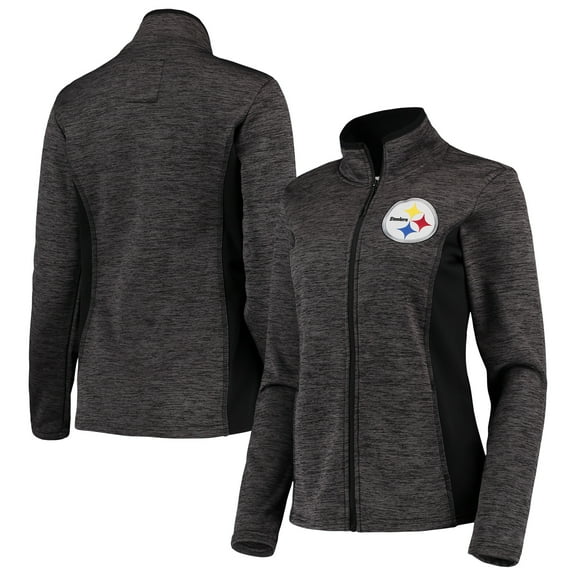 Women's G-III Sports by Carl Banks Black Pittsburgh Steelers Space Dye Full-Zip Jacket