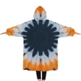 thumbnail image 2 of Oversized Wearable Blanket Hoodie,Orange Black White Tie Dye Mandala Pattern Sherpa Blanket Hoodie with Super Pockets,Super Warm Fuzzy Pullover for Women & Men, 2 of 6