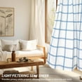 thumbnail image 2 of DriftAway Semi Sheer Plaid Check Curtains 8 Panels Rod Pocket Checkered Curtains Lines Pattern Drapes Modern Farmhouse Style for Living Room Bedroom Curtain 52" x 84" Navy, 2 of 9