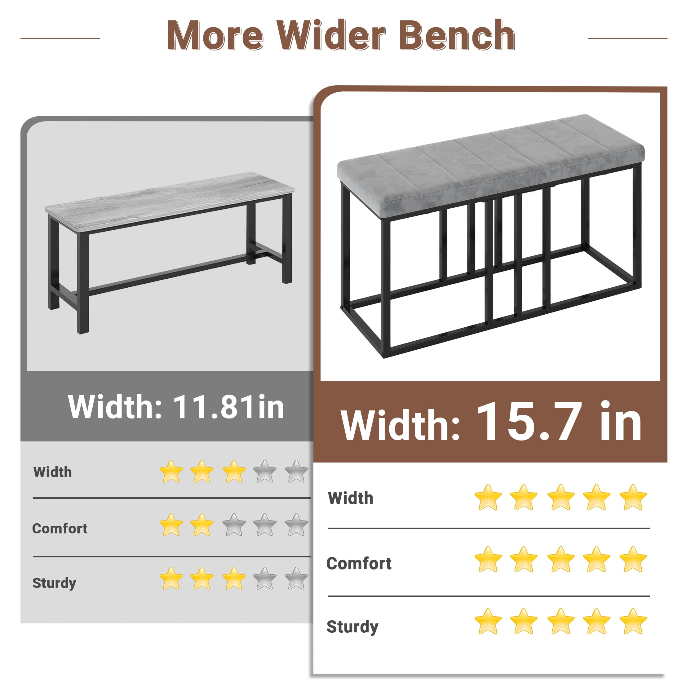 PORKISS Dining Room Set for 6, Modern Dining Table Set for 6 with Faux Marble Table, 4 Velvet Chairs and 1 Cushion Bench, Metal Frame, White + Gray + Black