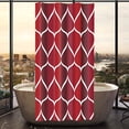 thumbnail image 1 of Red Geometric Shower Curtain, Waterproof Design and Polyester, Quick-Drying, Weighted Hem, Red Fabric Shower Curtains Set for Bathroom W 36 x H 72, Durable and Washable with 8 Hooks, 1 of 5